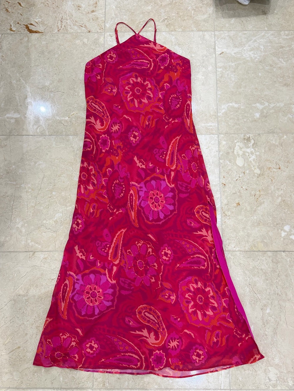Vici Fuchsia & Pink Paisley Maxi Slip Dress